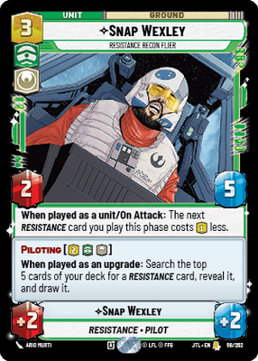 Snap Wexley - Resistance Recon Flier (JTL) Rare Fantasy Flight Games Standard Non-Foil