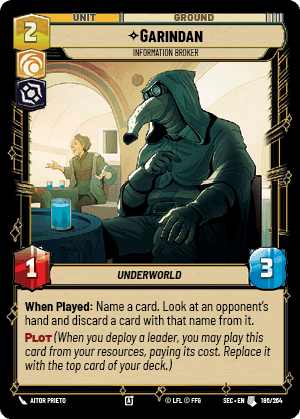 Garindan - Information Broker (SEC) Uncommon Fantasy Flight Games Standard Non-Foil