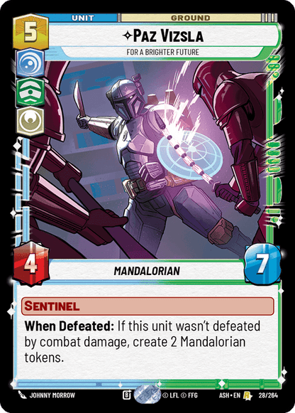 Paz Vizsla - For a Brighter Future (ASH) Rare Star Wars Unlimited Fantasy Flight Games Standard Non-Foil