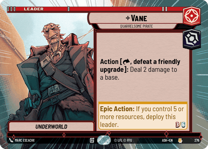 Vane - Quarrelsome Pirate (ASH) Rare Star Wars Unlimited Fantasy Flight Games Hyperspace Non-Foil