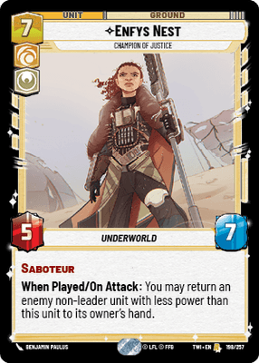 Enfys Nest - Champion of Justice (TWI) Rare Star Wars Unlimited Fantasy Flight Games Standard Non-Foil 