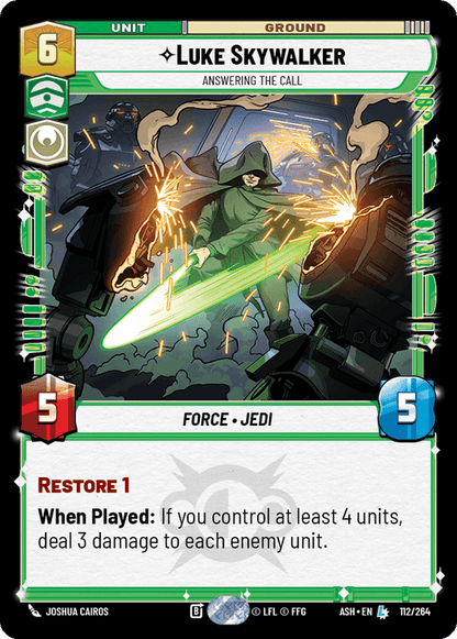 Luke Skywalker - Answering the Call (ASH) Legendary Star Wars Unlimited Fantasy Flight Games Standard Non-Foil