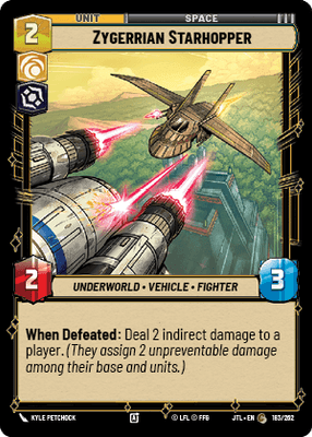 Zygerrian Starhopper (JTL) Common Fantasy Flight Games Standard Non-Foil