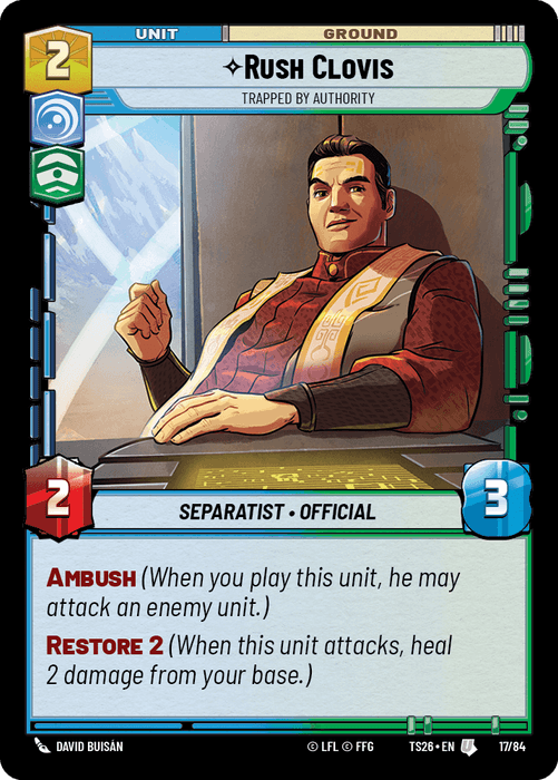 Rush Clovis - Trapped by Authority (TS26) Uncommon Fantasy Flight Games Standard Non-Foil