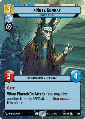 Nute Gunray - Escaping Justice (SEC) Rare Fantasy Flight Games