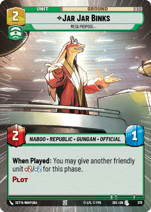 Jar Jar Binks - Mesa Propose… (SEC) Uncommon Fantasy Flight Games Hyperspace Non-Foil