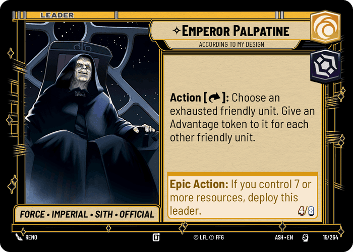 Emperor Palpatine - According to My Design (ASH) Starter Star Wars Unlimited Fantasy Flight Games Standard Non-Foil