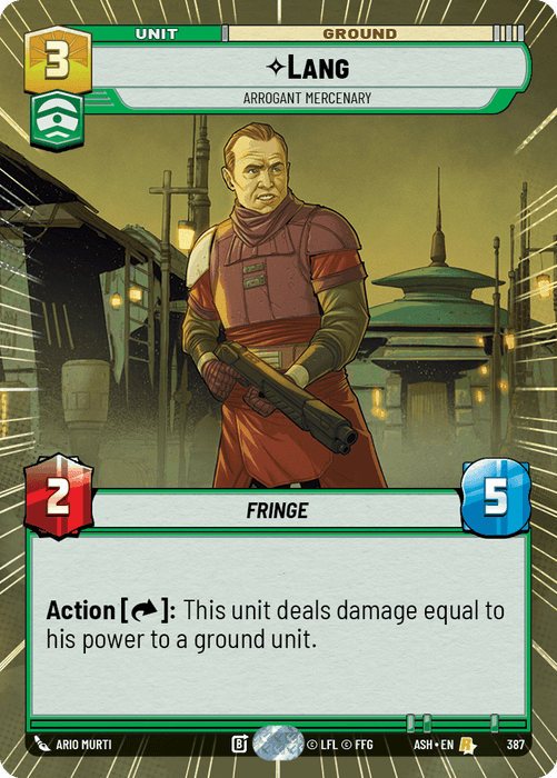 Lang - Arrogant Mercenary (ASH) Rare Star Wars Unlimited Fantasy Flight Games Hyperspace Non-Foil