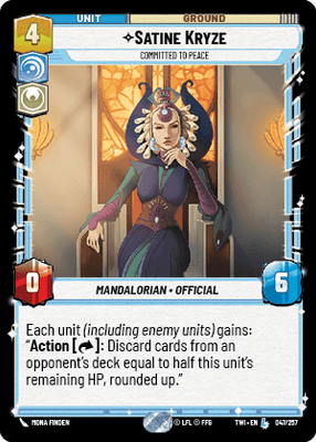 Satine Kryze - Committed to Peace (TWI) Legendary Star Wars Unlimited Fantasy Flight Games Standard Non-Foil 