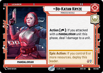 Bo-Katan Kryze - Princess In Exile (SHD) Rare Star Wars Unlimited Fantasy Flight Games Standard Non-Foil 