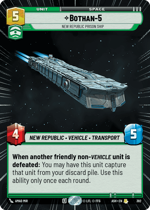 Bothan-5 - New Republic Prison Ship (ASH) Rare Star Wars Unlimited Fantasy Flight Games Hyperspace Non-Foil