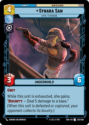 Synara San - Loyal to Kragan (SHD) Uncommon Star Wars Unlimited Fantasy Flight Games Standard Non-Foil 
