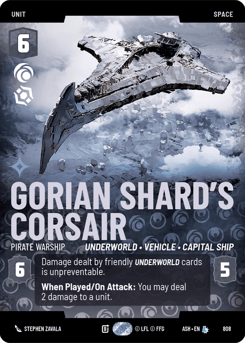 Gorian Shard's Corsair - Pirate Warship (ASH) Legendary Star Wars Unlimited Fantasy Flight Games Prestige Non-Foil