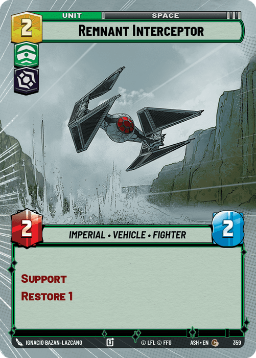 Remnant Interceptor (ASH) Common Star Wars Unlimited Fantasy Flight Games Hyperspace Non-Foil