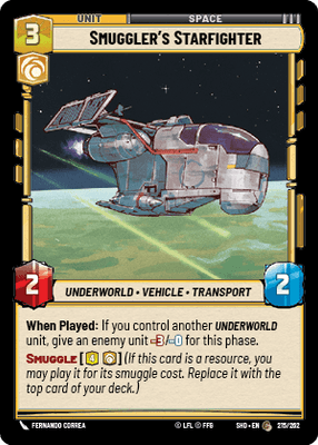 Smuggler's Starfighter (SHD) Common Star Wars Unlimited Fantasy Flight Games Standard Non-Foil 