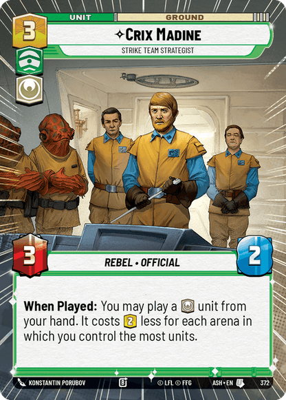 Crix Madine - Strike Team Strategist (ASH) Uncommon Star Wars Unlimited Fantasy Flight Games Hyperspace Non-Foil