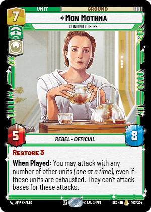 Mon Mothma - Clinging to Hope (SEC) Rare Fantasy Flight Games Standard Non-Foil
