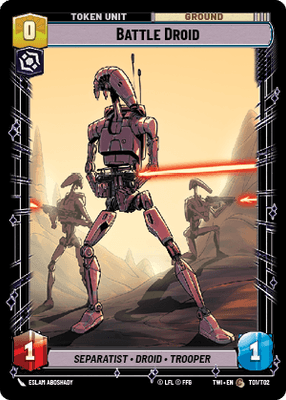 Battle Droid (TWI) Common Star Wars Unlimited Fantasy Flight Games Standard Non-Foil 