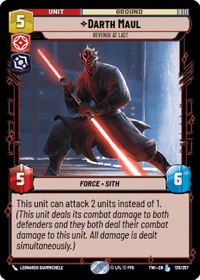 Darth Maul - Revenge At Last (TWI) Legendary Star Wars Unlimited Fantasy Flight Games Standard Non-Foil 