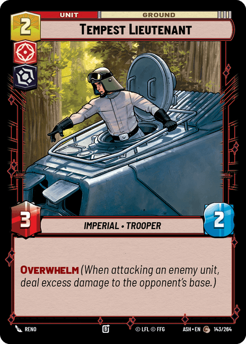Tempest Lieutenant (ASH) Common Star Wars Unlimited Fantasy Flight Games Standard Non-Foil