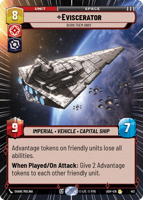 Eviscerator - Burn Them Away (ASH) Rare Star Wars Unlimited Fantasy Flight Games Hyperspace Non-Foil