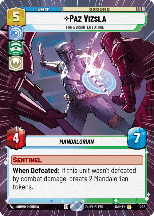 Paz Vizsla - For a Brighter Future (ASH) Rare Star Wars Unlimited Fantasy Flight Games Hyperspace Non-Foil