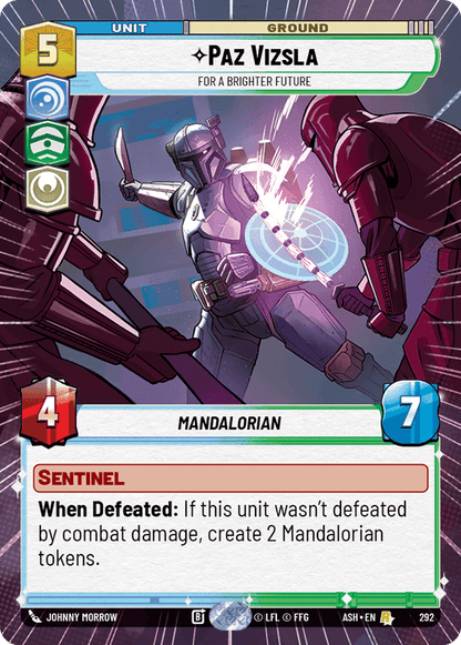 Paz Vizsla - For a Brighter Future (ASH) Rare Star Wars Unlimited Fantasy Flight Games Hyperspace Non-Foil