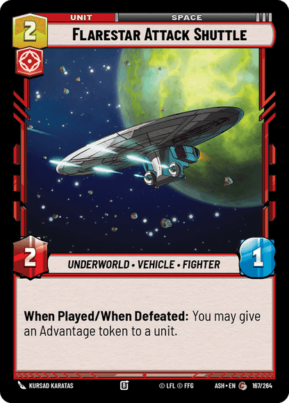 Flarestar Attack Shuttle (ASH) Common Star Wars Unlimited Fantasy Flight Games Standard Non-Foil