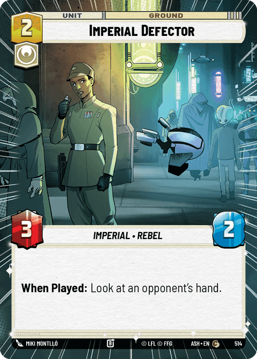 Imperial Defector (ASH) Common Star Wars Unlimited Fantasy Flight Games Hyperspace Non-Foil