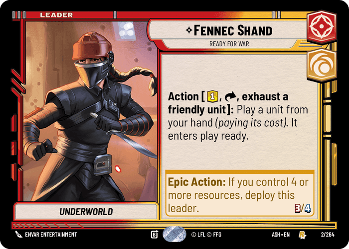 Fennec Shand - Ready for War (ASH) Rare Star Wars Unlimited Fantasy Flight Games Standard Non-Foil