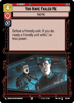 You Have Failed Me (IBH) Special Fantasy Flight Games Standard Non-Foil