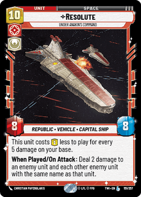 Resolute - Under Anakin's Command (TWI) Legendary Star Wars Unlimited Fantasy Flight Games Standard Non-Foil 