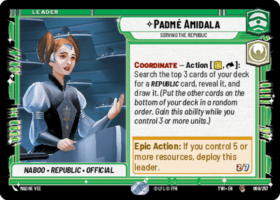 Padmé Amidala - Serving the Republic (TWI) Common Star Wars Unlimited Fantasy Flight Games Standard Non-Foil 