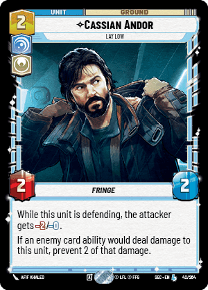 Cassian Andor - Lay Low (SEC) Legendary Fantasy Flight Games Standard Non-Foil