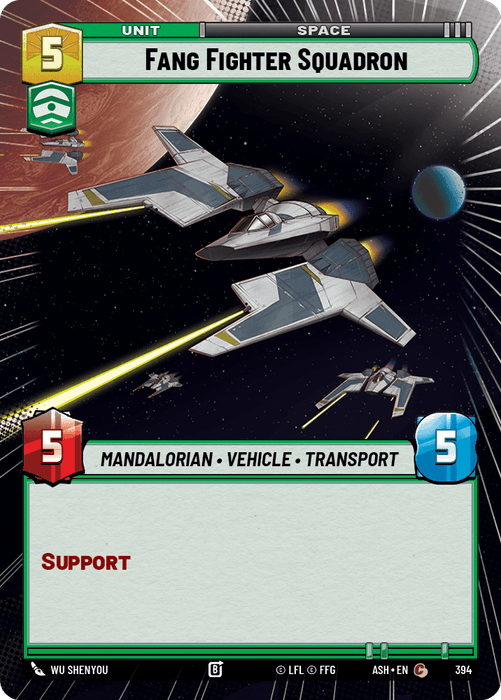 Fang Fighter Squadron (ASH) Common Star Wars Unlimited Fantasy Flight Games Hyperspace Non-Foil