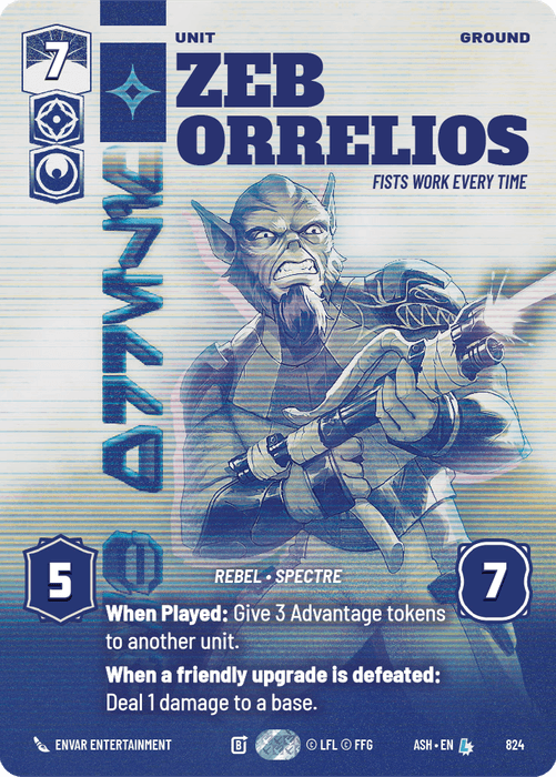 Zeb Orrelios - Fists Work Every Time (ASH) Legendary Star Wars Unlimited Fantasy Flight Games Prestige Non-Foil