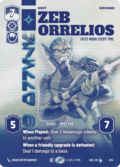 Zeb Orrelios - Fists Work Every Time (ASH) Legendary Star Wars Unlimited Fantasy Flight Games Prestige Non-Foil