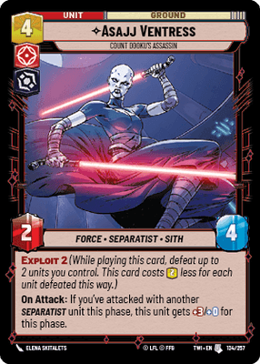 Asajj Ventress - Count Dooku's Assassin (TWI) Uncommon Star Wars Unlimited Fantasy Flight Games Standard Non-Foil 