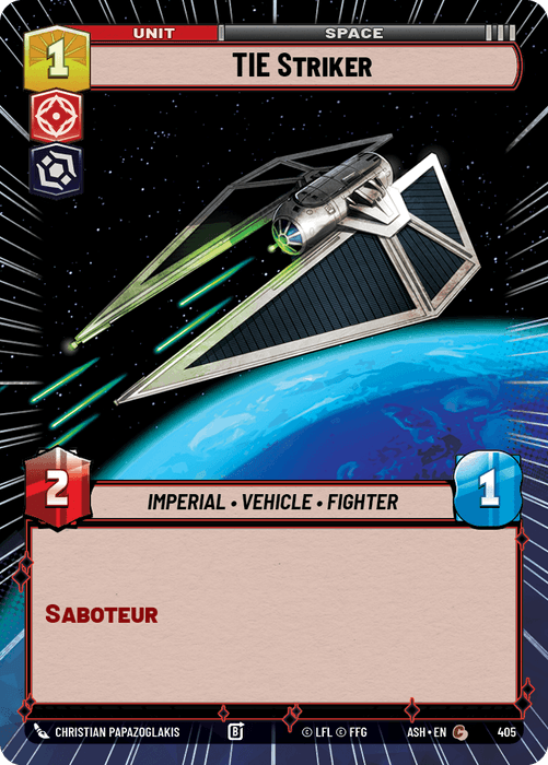 TIE Striker (ASH) Common Star Wars Unlimited Fantasy Flight Games Hyperspace Non-Foil