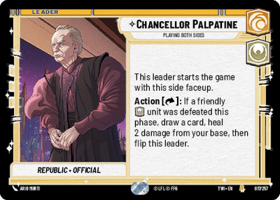 Chancellor Palpatine - Playing Both Sides (TWI) Rare Star Wars Unlimited Fantasy Flight Games Standard Non-Foil 