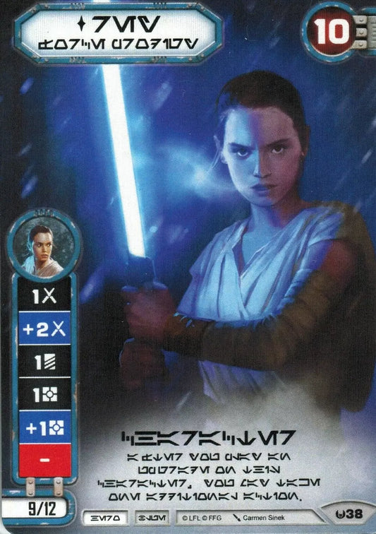 Rey - Force Prodigy (AWK) Aurebesh Promo (Card only) Star Wars Destiny Fantasy Flight Games   