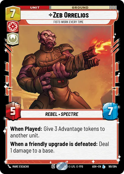 Zeb Orrelios - Fists Work Every Time (ASH) Legendary Star Wars Unlimited Fantasy Flight Games Standard Non-Foil