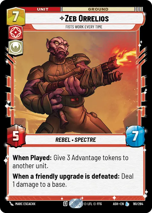 Zeb Orrelios - Fists Work Every Time (ASH) Legendary Star Wars Unlimited Fantasy Flight Games Standard Non-Foil