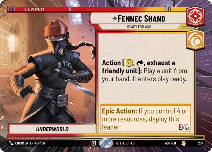 Fennec Shand - Ready for War (ASH) Rare Star Wars Unlimited Fantasy Flight Games Hyperspace Non-Foil