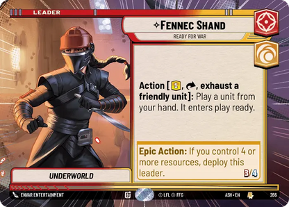 Fennec Shand - Ready for War (ASH) Rare Star Wars Unlimited Fantasy Flight Games Hyperspace Non-Foil