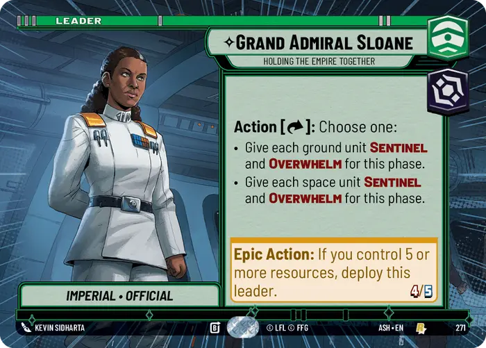 Grand Admiral Sloane - Holding the Empire Together (ASH) Rare Star Wars Unlimited Fantasy Flight Games Hyperspace Non-Foil
