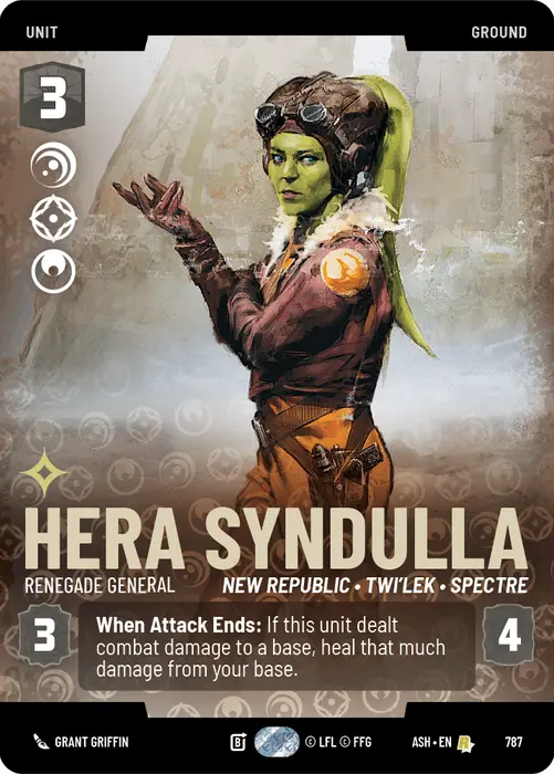 Hera Syndulla - Renegade General (ASH) Rare Star Wars Unlimited Fantasy Flight Games Prestige Non-Foil