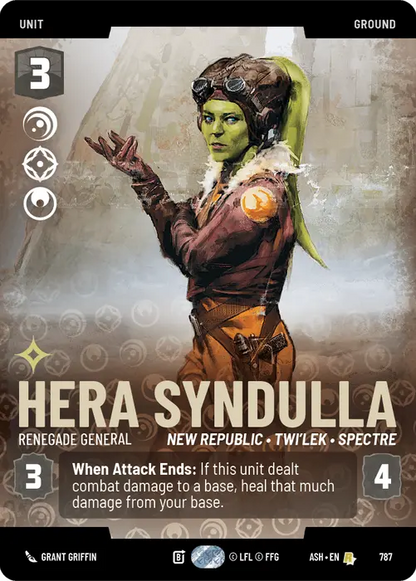 Hera Syndulla - Renegade General (ASH) Rare Star Wars Unlimited Fantasy Flight Games Prestige Non-Foil
