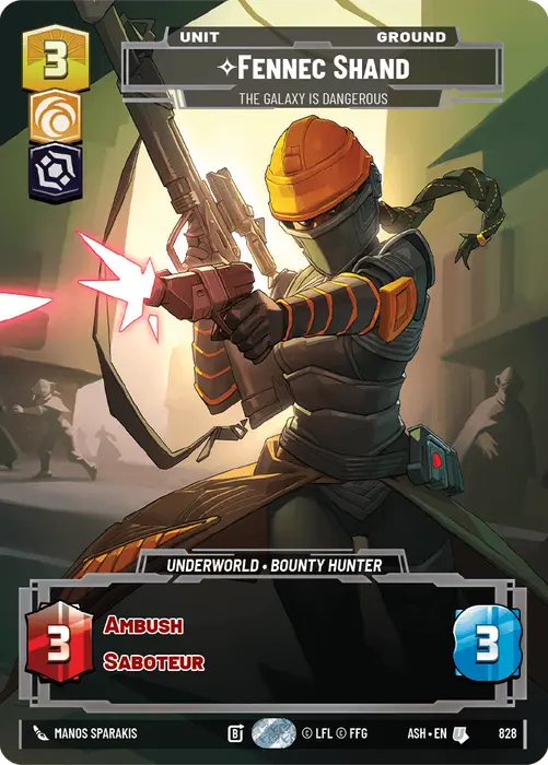 Fennec Shand - The Galaxy Is Dangerous (ASH) Uncommon Star Wars Unlimited Fantasy Flight Games Prestige Non-Foil