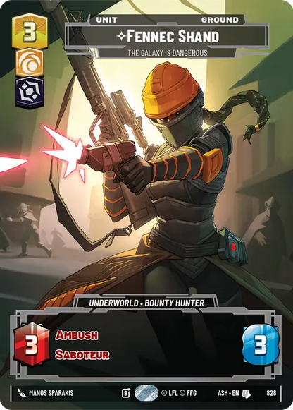 Fennec Shand - The Galaxy Is Dangerous (ASH) Uncommon Star Wars Unlimited Fantasy Flight Games Prestige Non-Foil